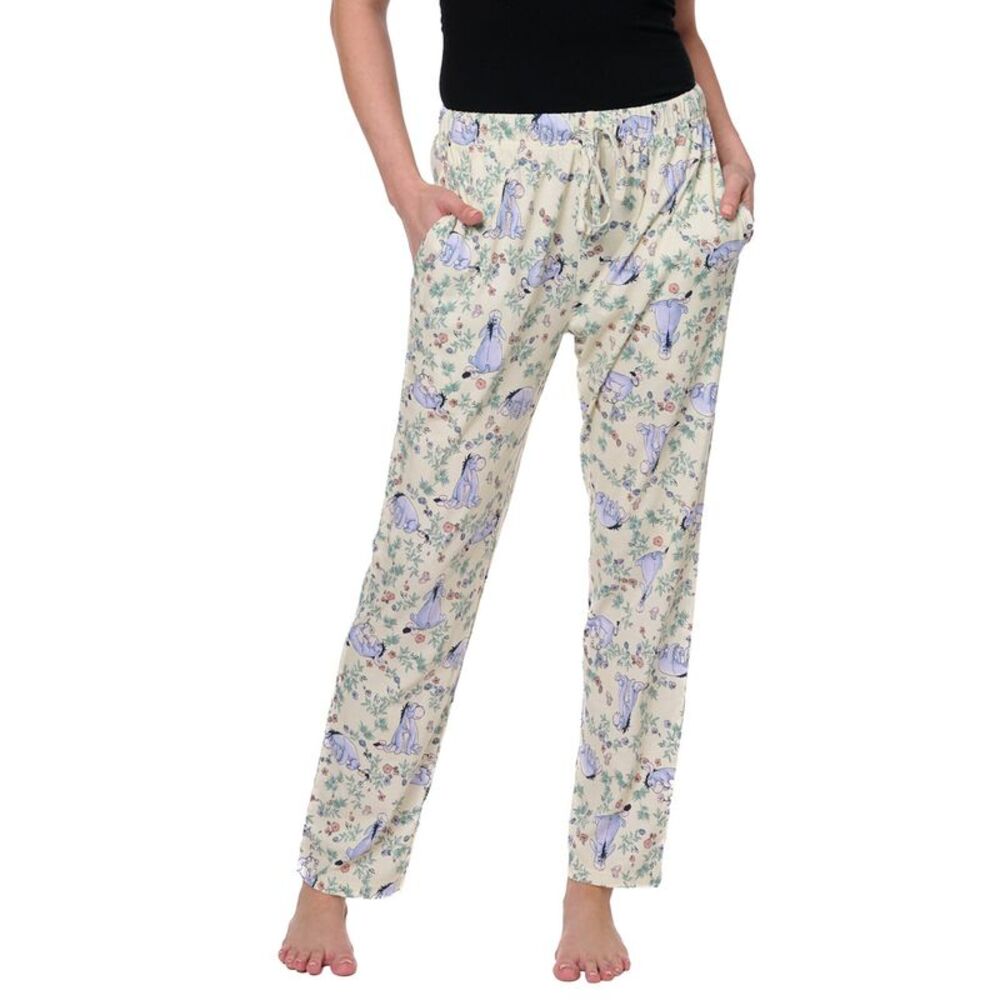 New Eeyore Lounge Pajama Cotton Pants Watercolor Floral Womens Disney